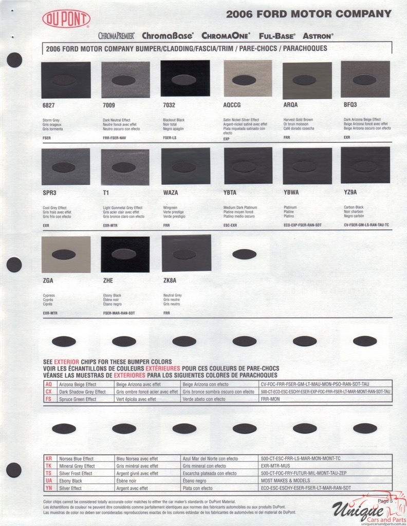 2006 Ford Paint Charts DuPont 5